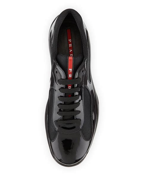 prada punta ala leather sneaker black|Prada Punta Ala Leather Sneaker, Black .